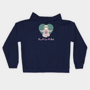 Peace Love Sloth Blue Tone Kids Hoodie